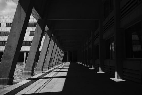 Free Black and white architecture photo displaying dramatic shadows in Ankara, Turkey. Stock Photo