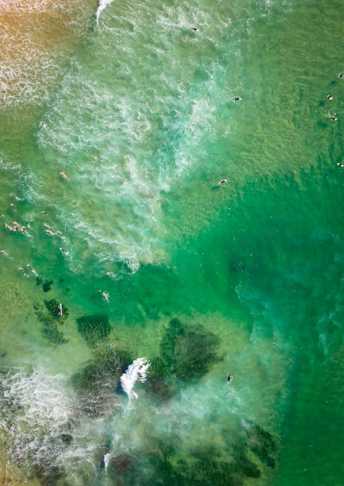 Free Aerial view of the ocean with green water Stock Photo