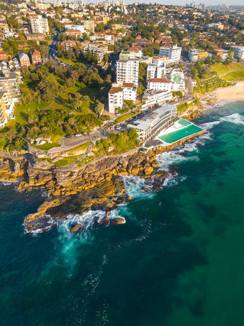 Ilmainen kuvapankkikuva tunnisteilla australia, bondi beach, droonikuva