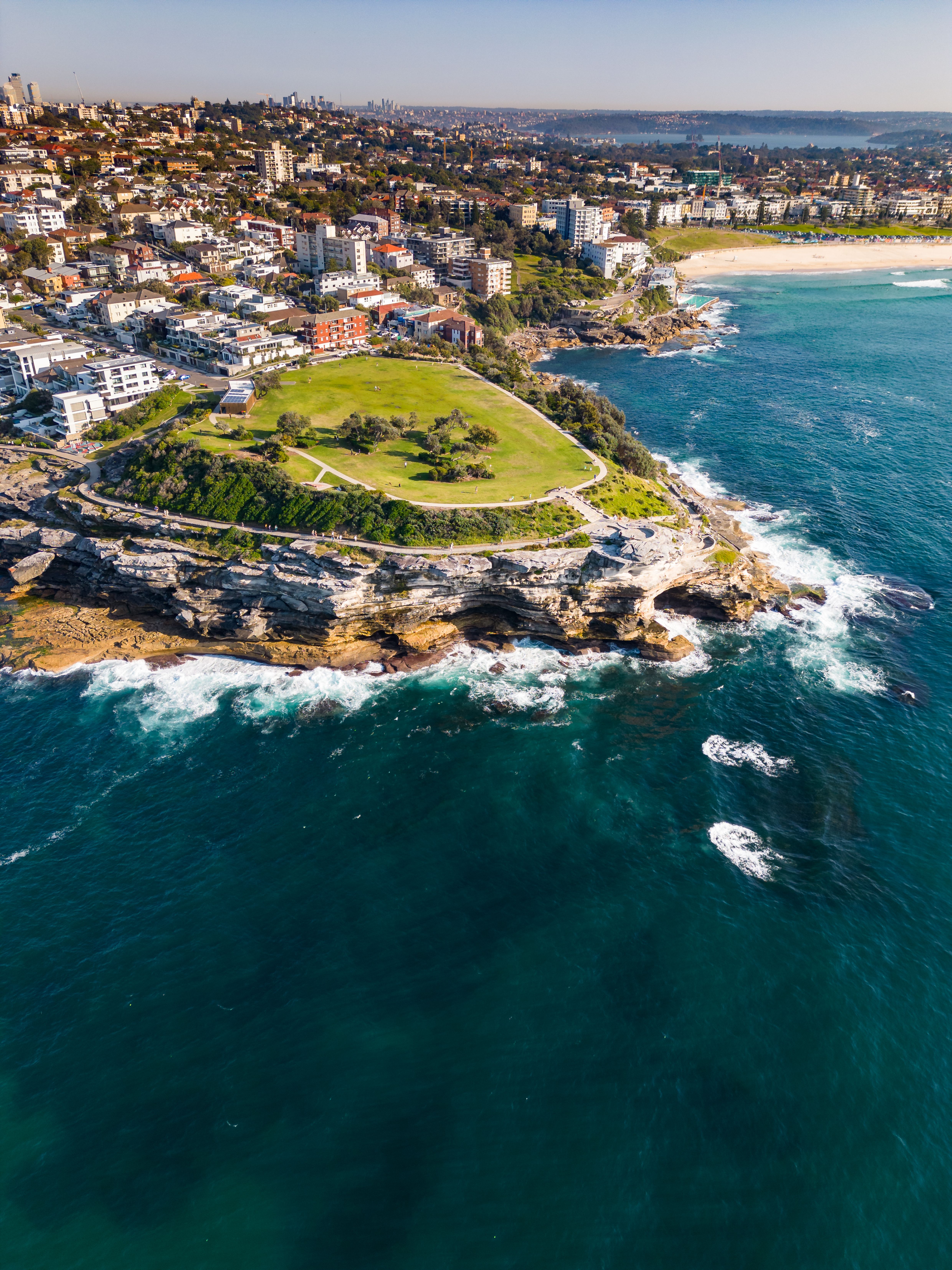 Aerial view of Bondi Junction and eastern Sydney coastline