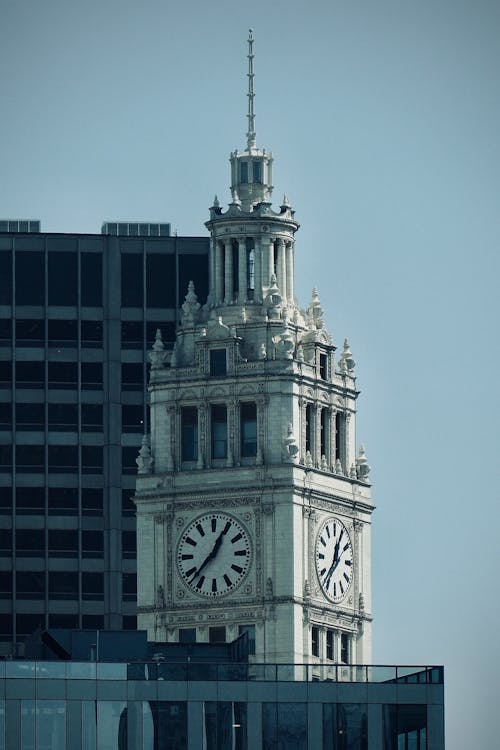 A large clock tower with a clock on it
