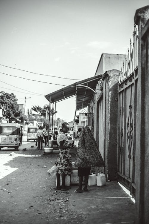 Foto stok gratis Desa, gerbang, hitam & putih