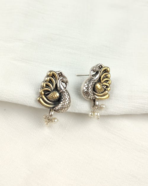 peacock style earrings gold