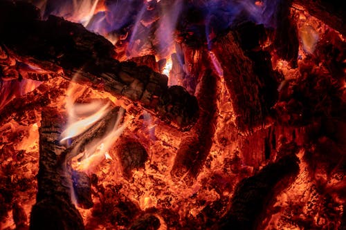 Close up of Flames in Bonfire