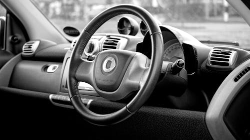 Black Smart Car Steering Wheel