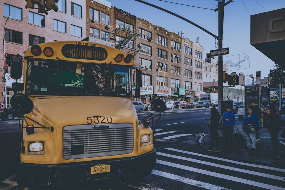 Yellow Bus on Street