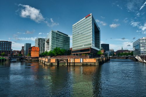 Free Discover the iconic Spiegel building and modern architecture in Hamburg's Speicherstadt district. Stock Photo