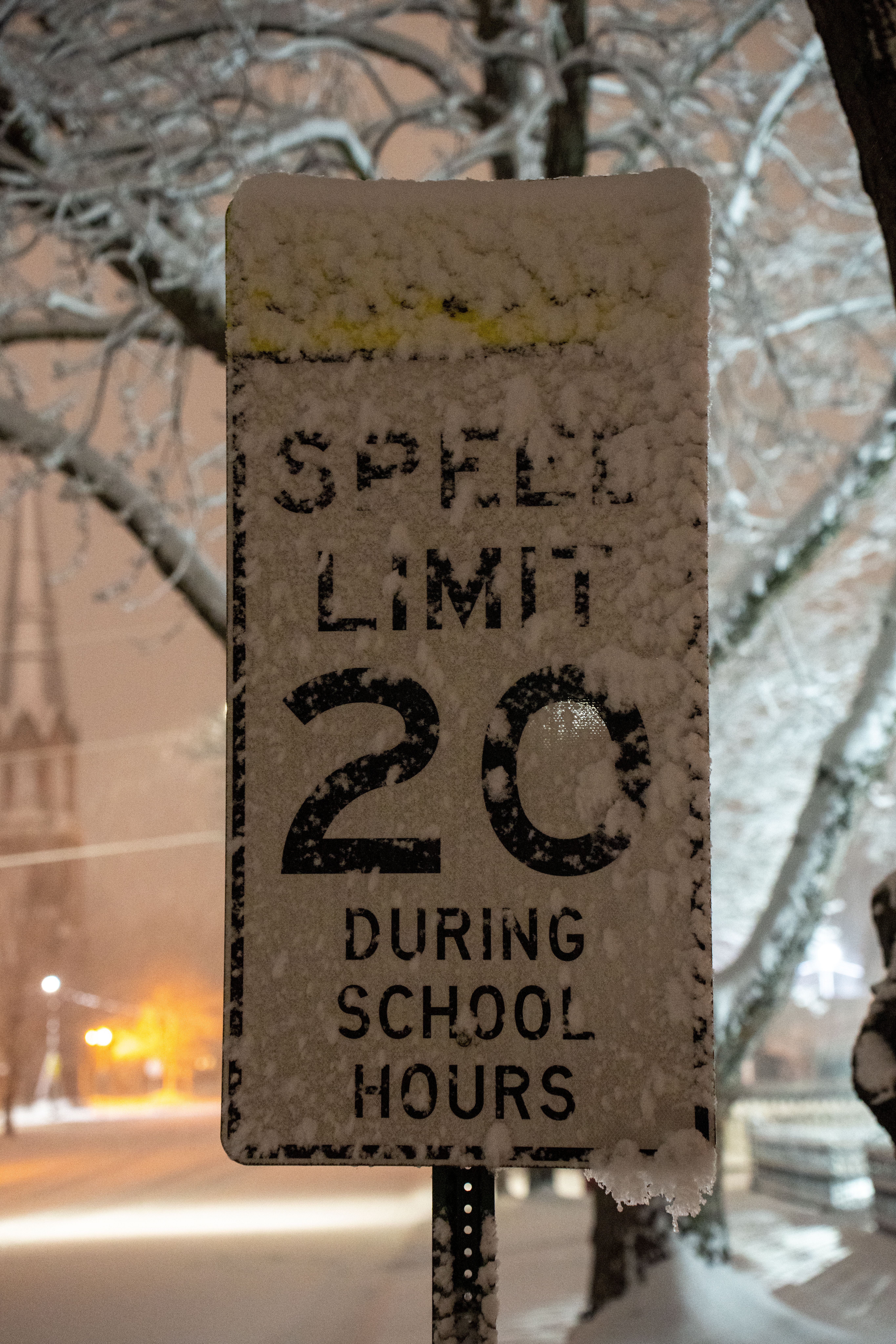 Snow on Road Sign in Winter · Free Stock Photo