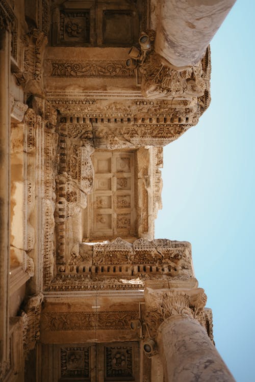 The columns of an ancient building in the city of ephesus