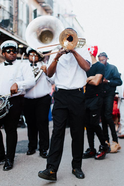 Musicians Playing at a Street Festivity in New Orleans, USA
