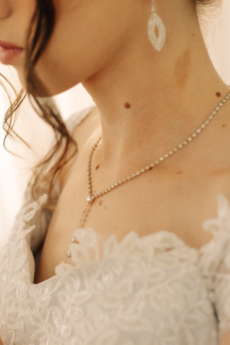 Close Up Of Bride With Golden Necklace