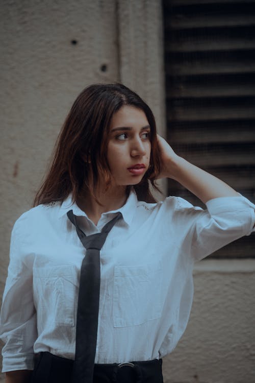 Woman in Shirt and Tie