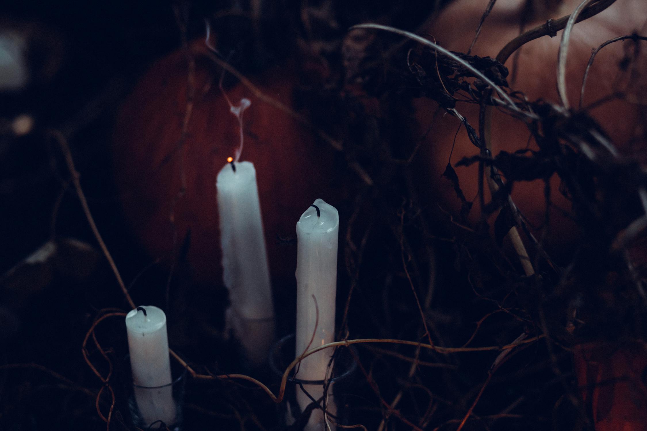 3 White Candles Without Light · Free Stock Photo