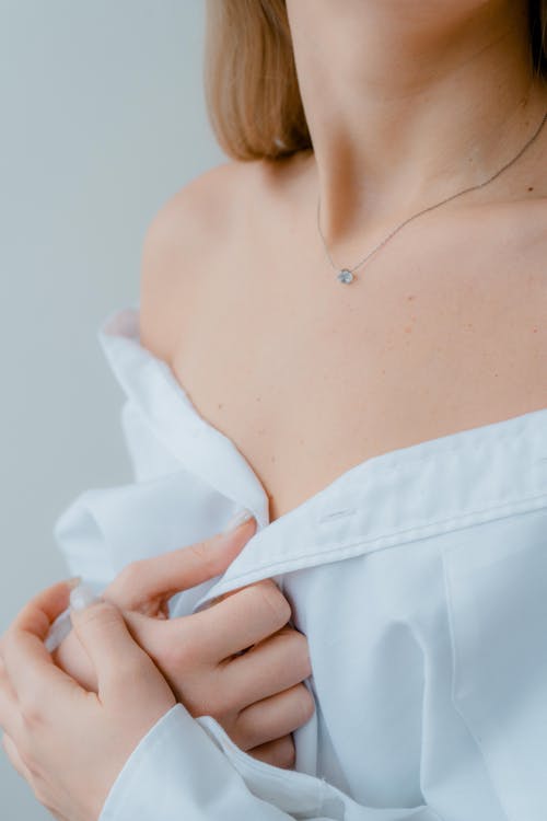 Close up of Woman in White Shirt
