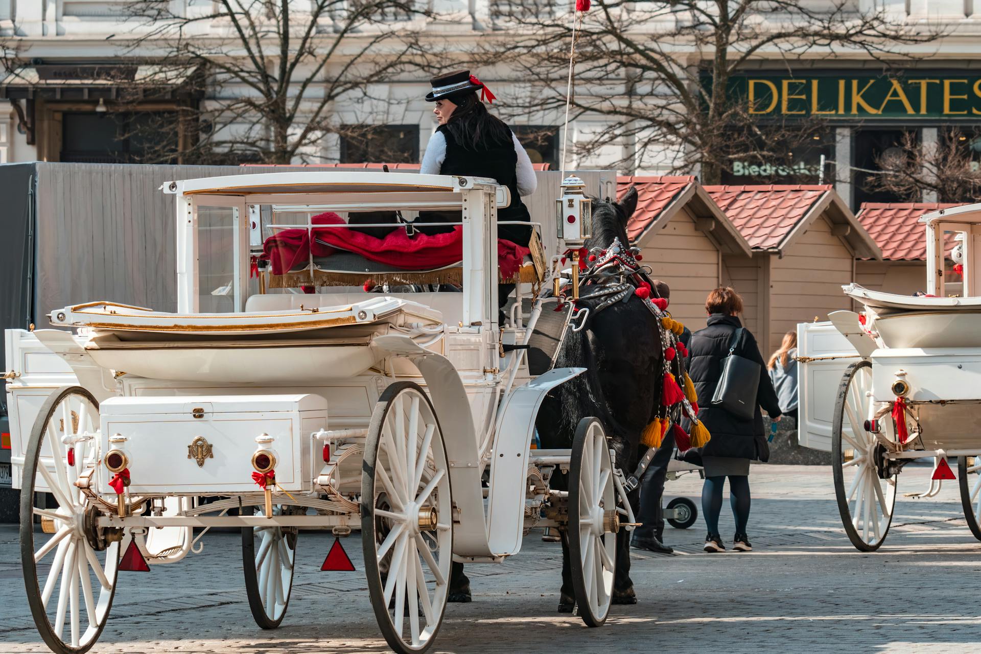 Horse Drawn Carriages in Market Square of Krakow