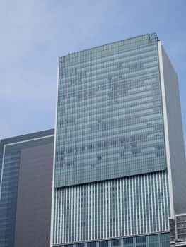 A striking view of a modern skyscraper in Nagoya, showcasing urban architecture.