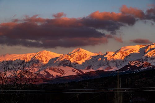 冬, 山脈, 日没の無料の写真素材