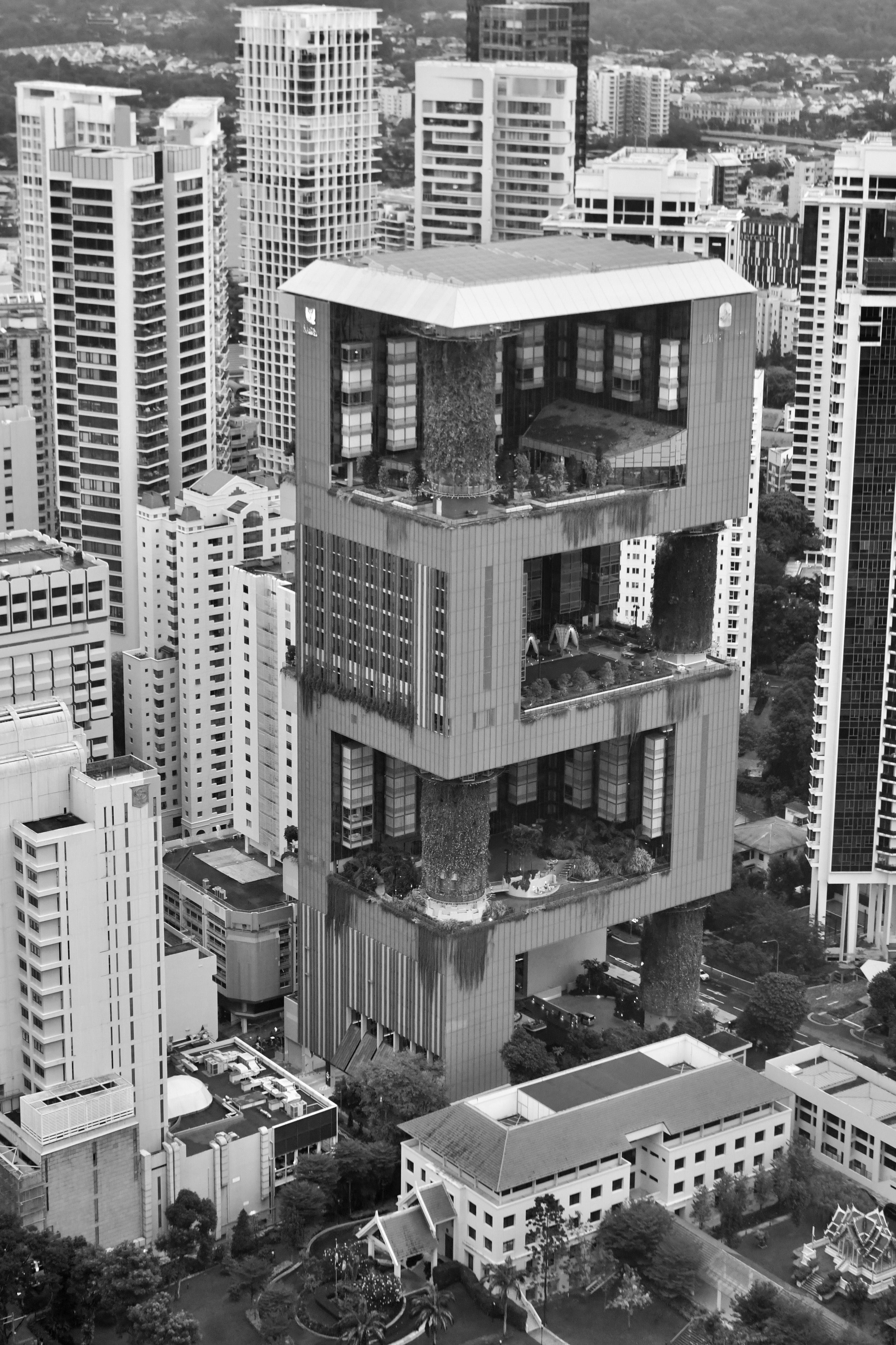 High angle view of pan pacific orchard hotel in singapore free stock