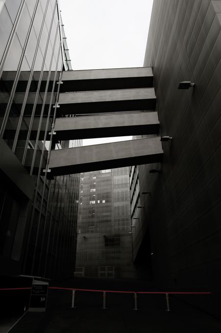 A low-angle shot of modern architectural structures in Berlin.