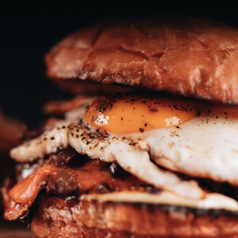 Simple Beef Burgers with Crispy Fried Egg and Sharp Cheddar