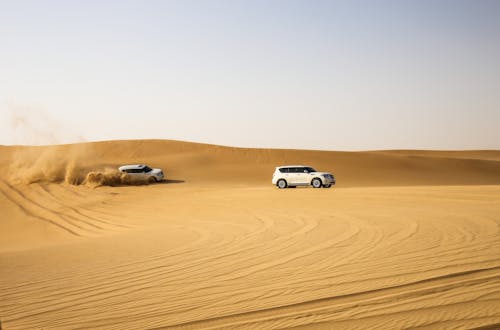 White Vehicles on Desert