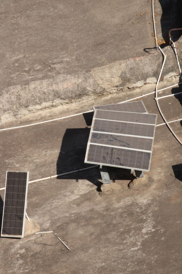 Solar panels on a flat roof in India