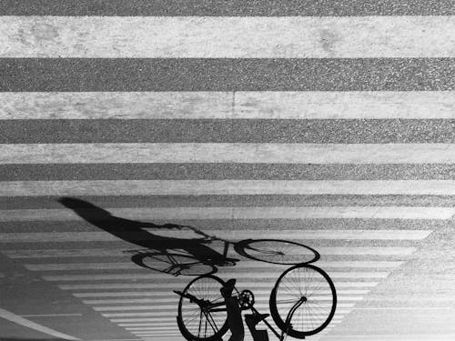 Free stock photo of bicycle, bicycle path, black and white