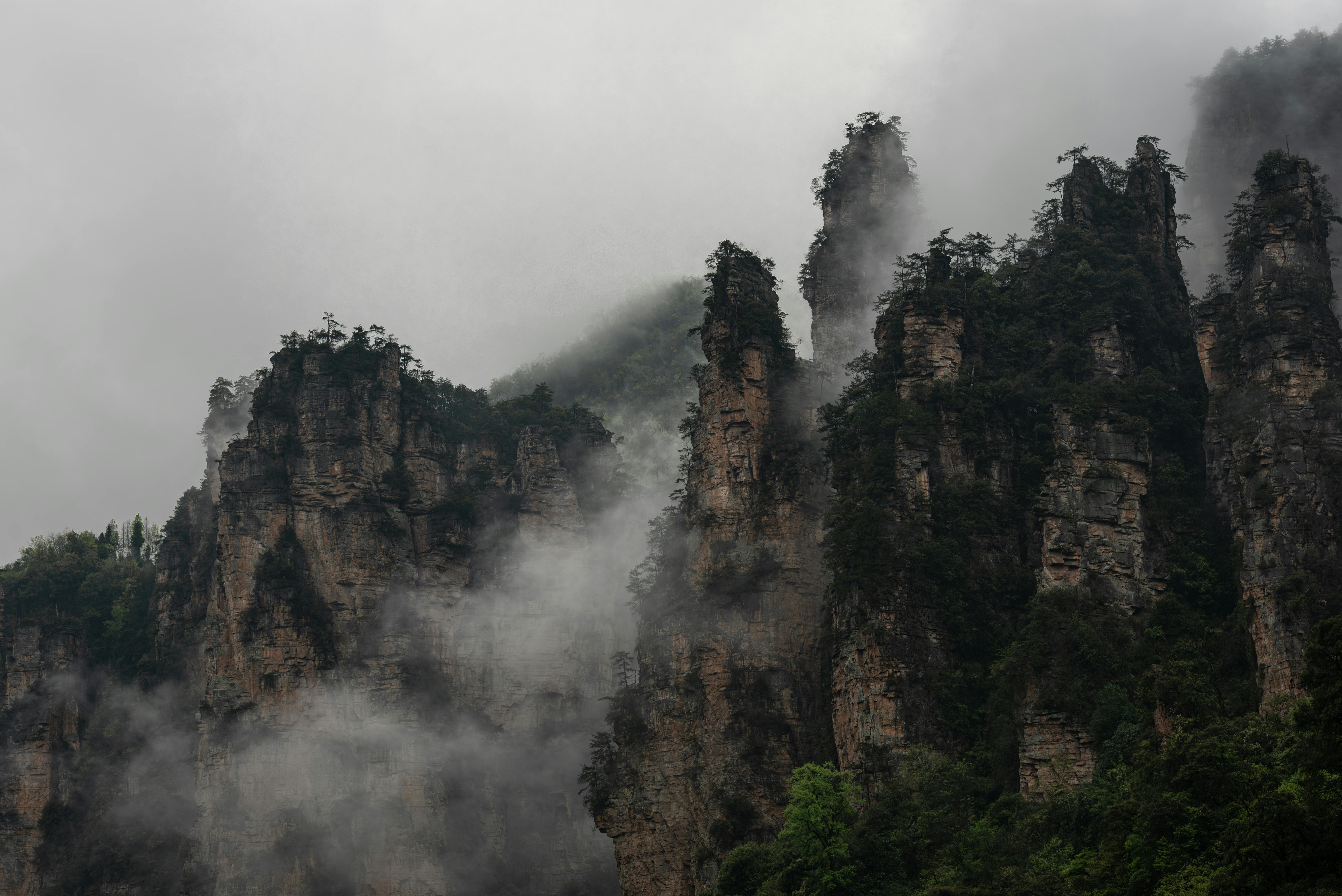 Sandstone pillars in Zhangjiajie National Forest Park