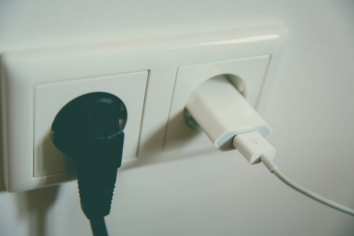 Free Black and White Electric Plug Stock Photo