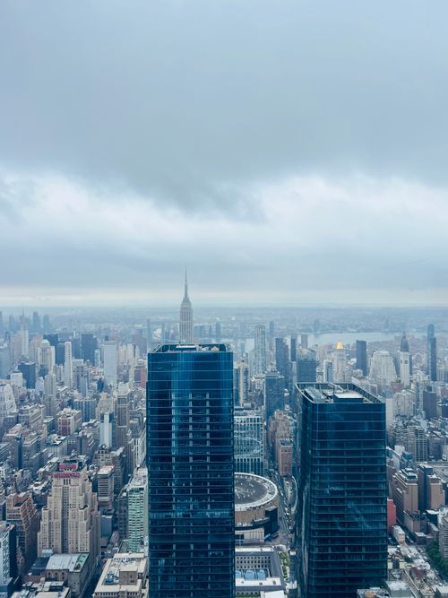 Free High angle view of NYC skyline showcasing skyscrapers and urban architecture. Stock Photo