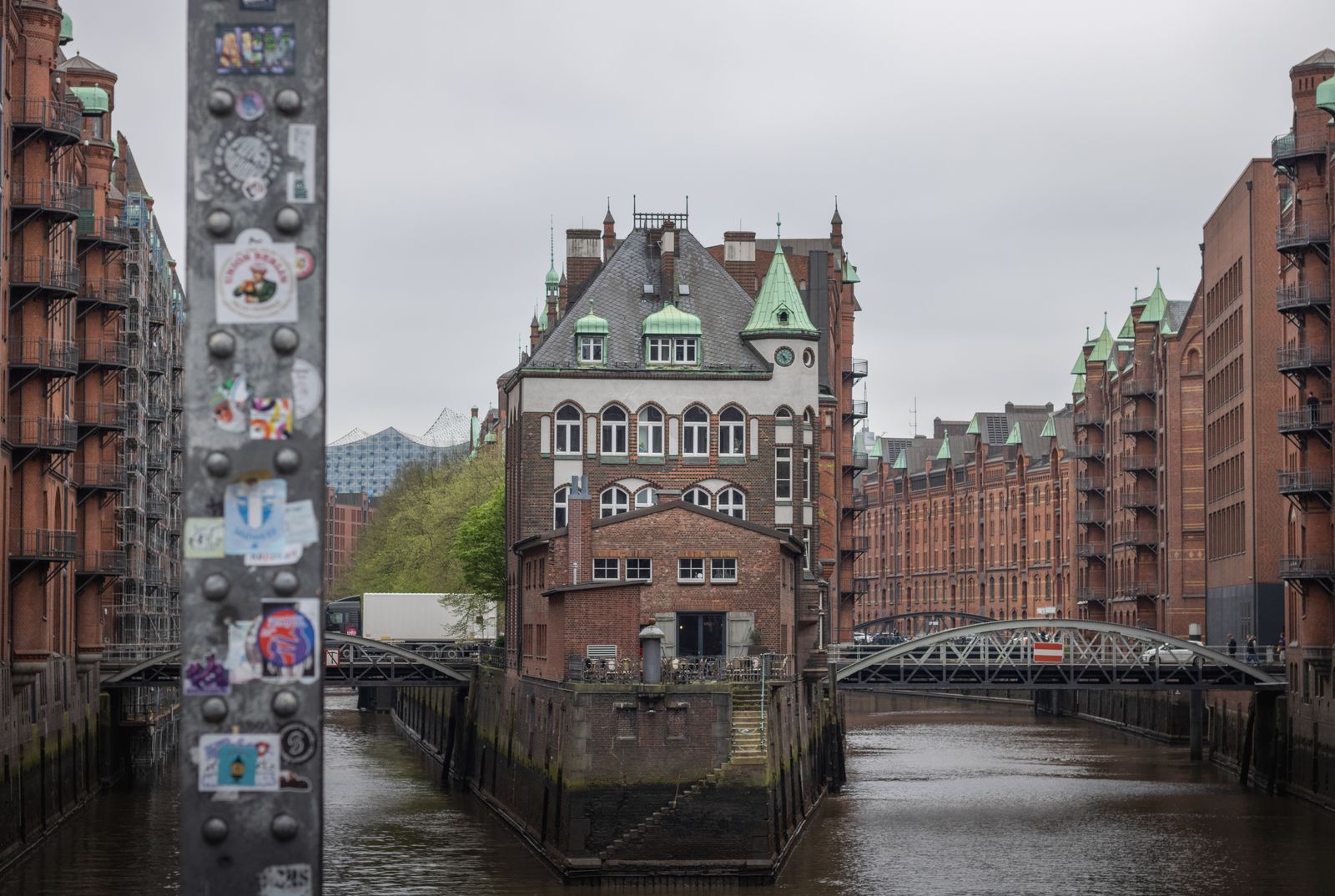 Northern European waterfront city with historic architecture