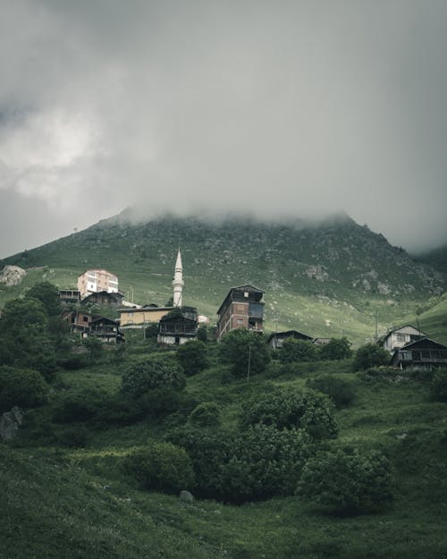houses near mountain
