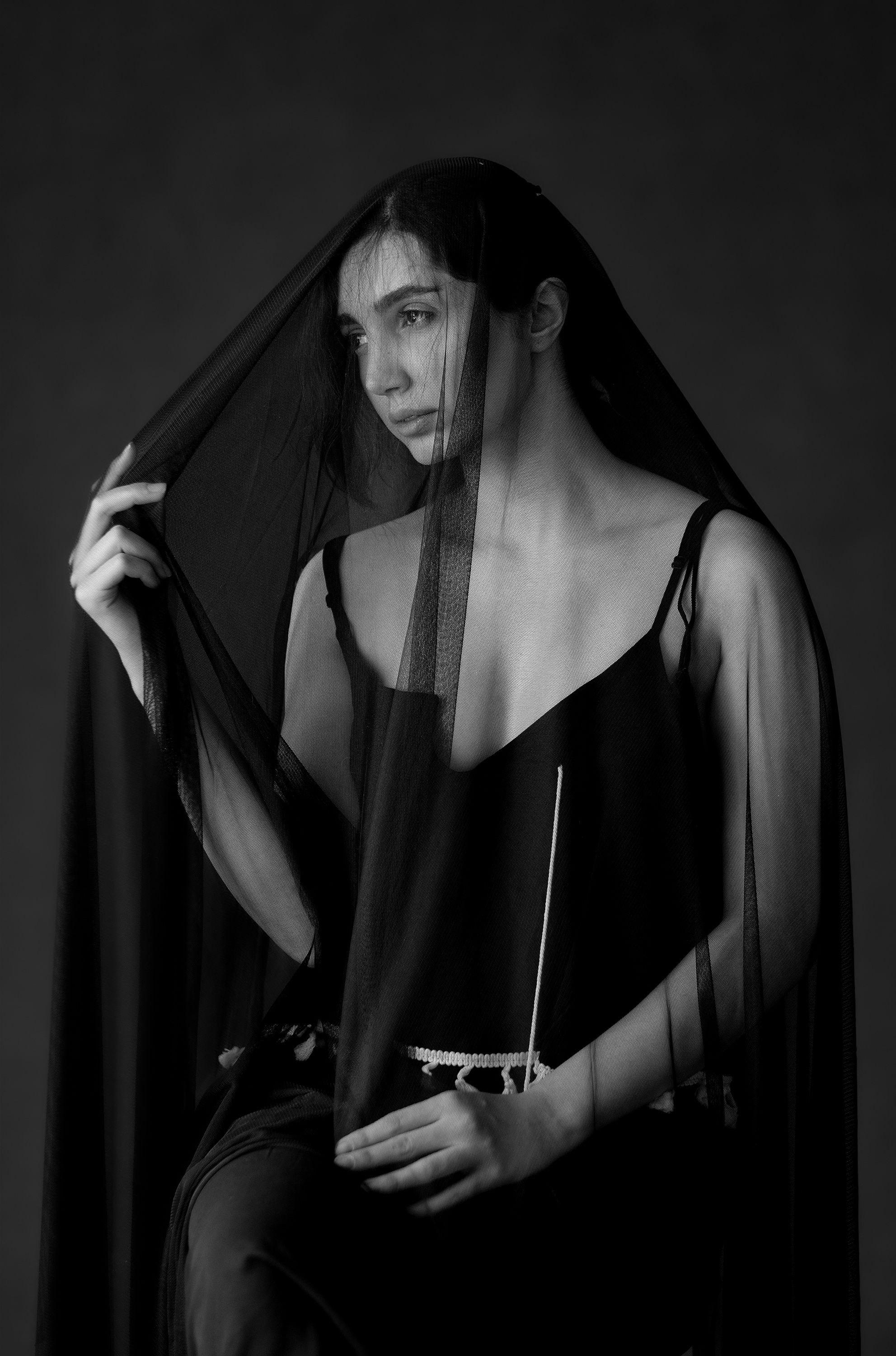 Woman in Veil in Black and White · Free Stock Photo