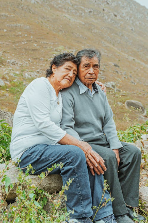 Elderly Couple Together in Mountains