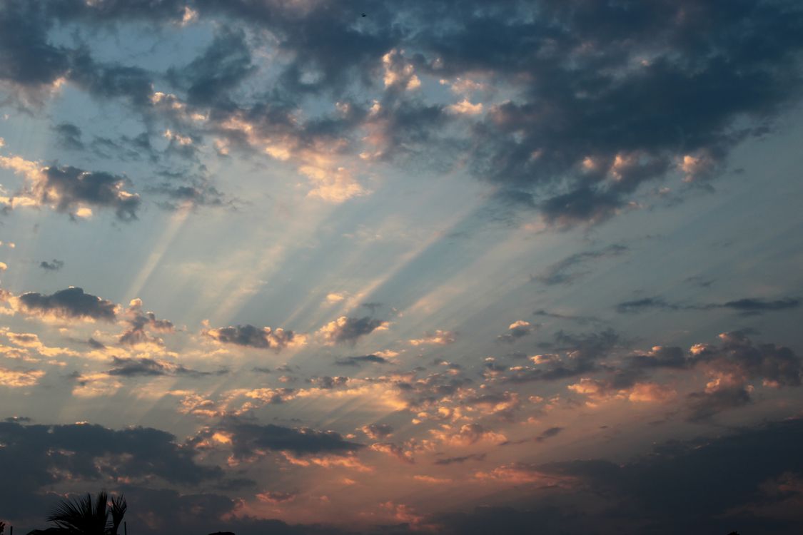 Sky Rays Dramatic Sky with Rays and Clouds at Sunset · Free Stock Photo