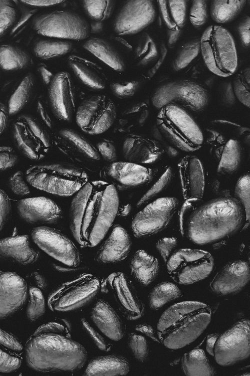 Free Black and white close-up of coffee beans showcasing detailed texture and natural patterns. Stock Photo