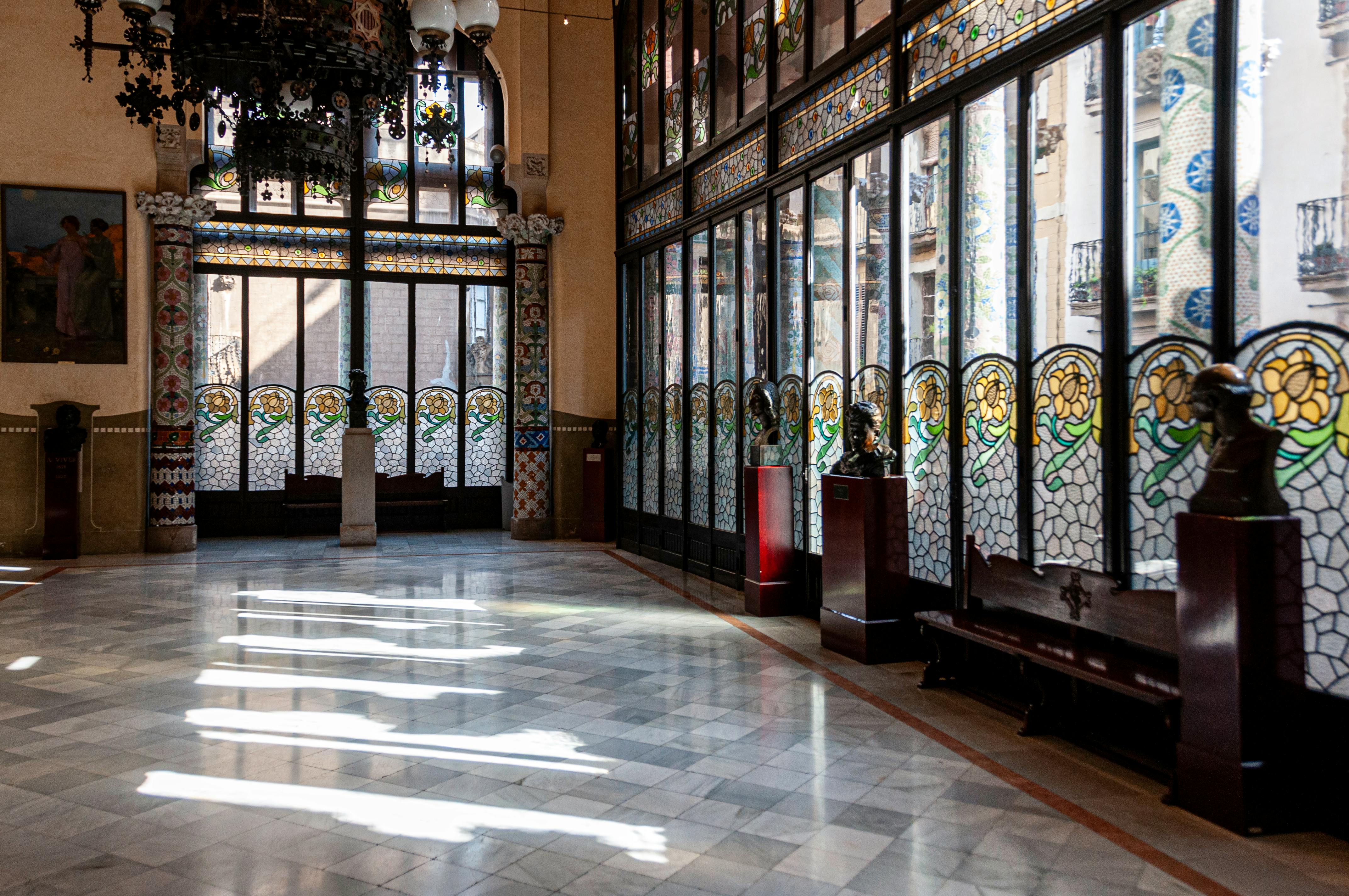 busts in palau de la musica catalana in barcelona in spain