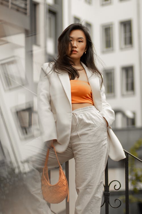 Woman in White Suit Jacket