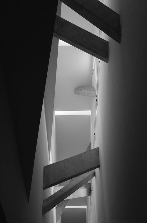 Free Monochrome interior view of architectural design at Berlin's Jewish Museum. Stock Photo