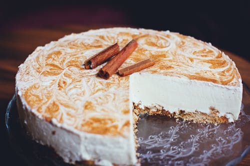 White Cheesecake on Wooden Surface