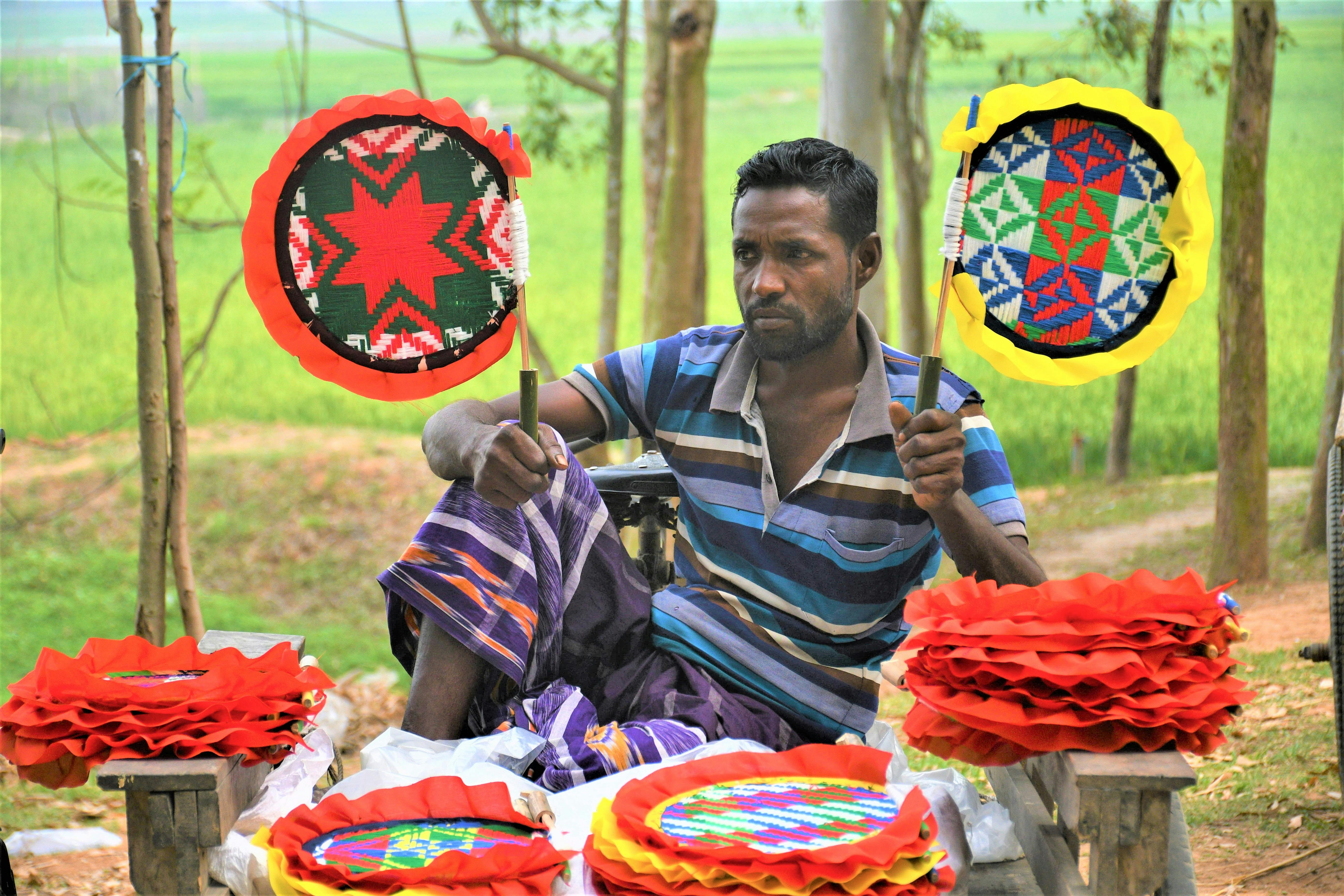 man selling flags