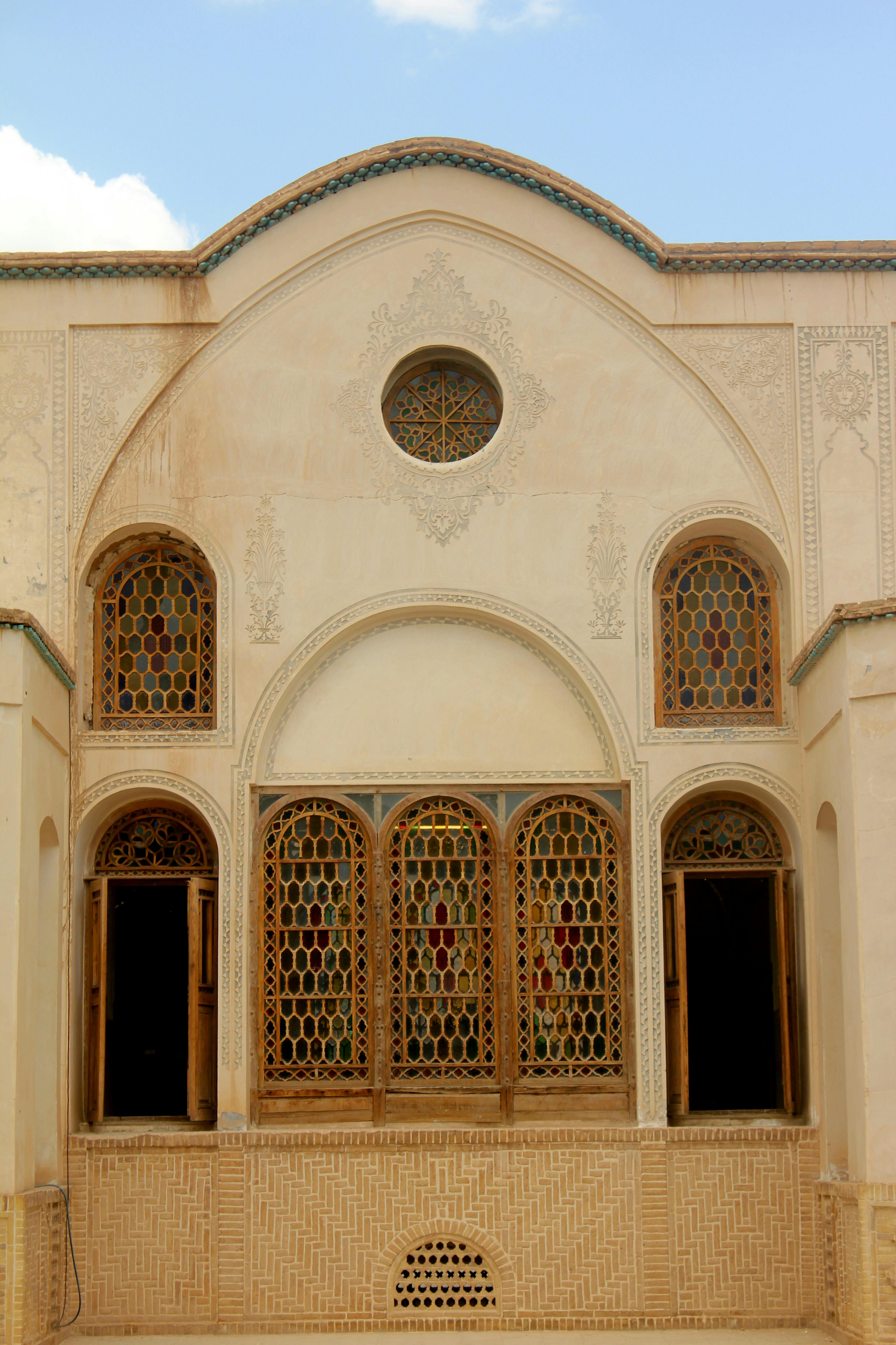 windows of borujerdi house museum in kashan