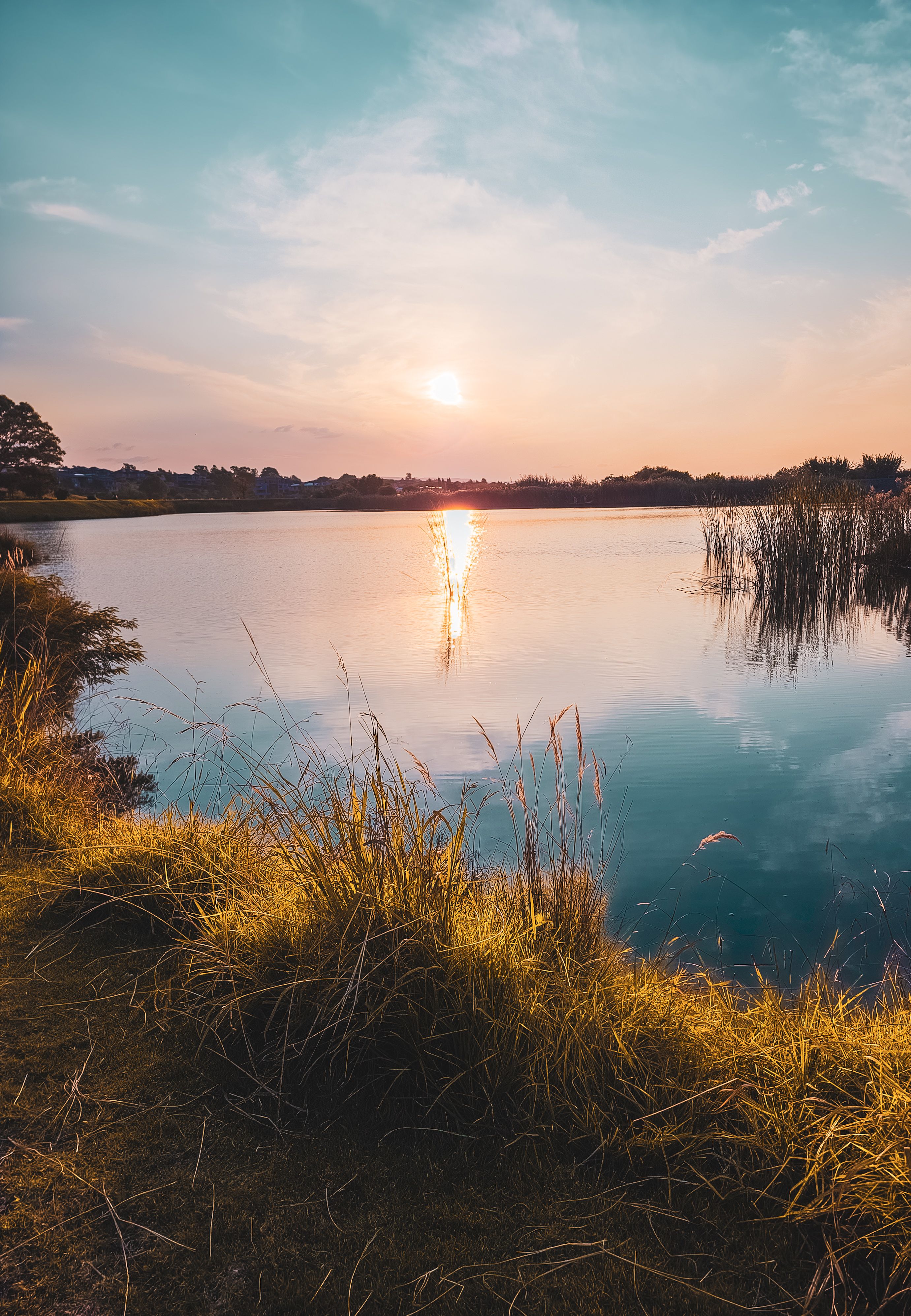 Peaceful sunset over water