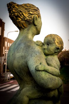 Free stock photo of art, statue, child, mother