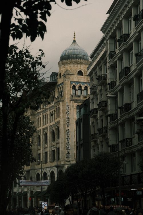 Free Street view of the Legacy Ottoman Hotel in Istanbul, showcasing its architectural beauty. Stock Photo