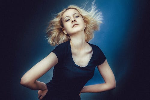 Free Blonde Haired Woman Wearing Black Scoop Neck Shirt Stock Photo