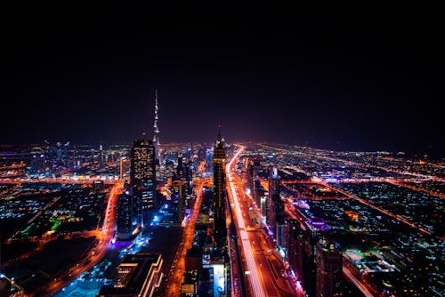 Free High Rise Buildings during Night Time Photo Stock Photo