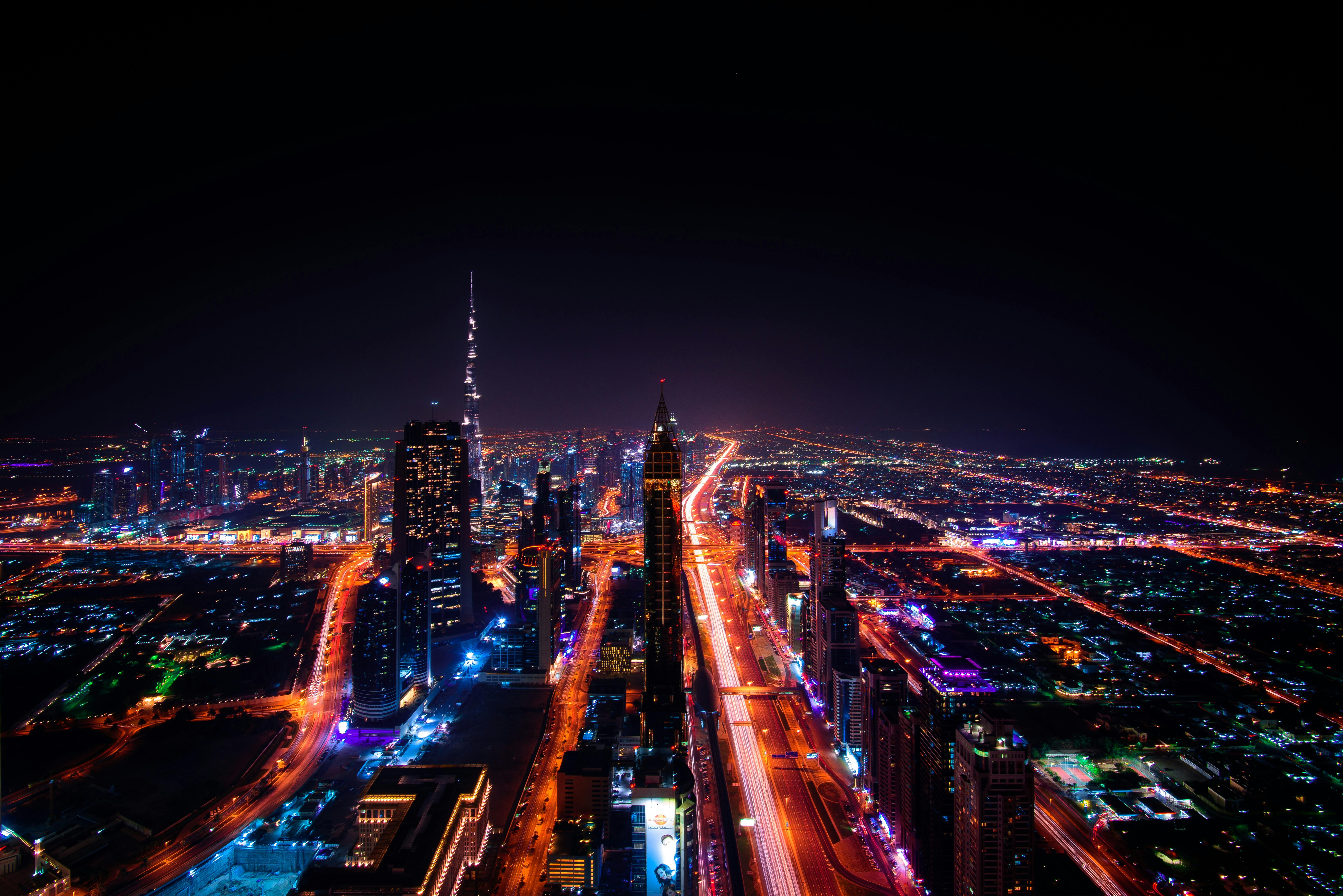 High Rise Buildings during Night Time Photo \u00b7 Free Stock Photo