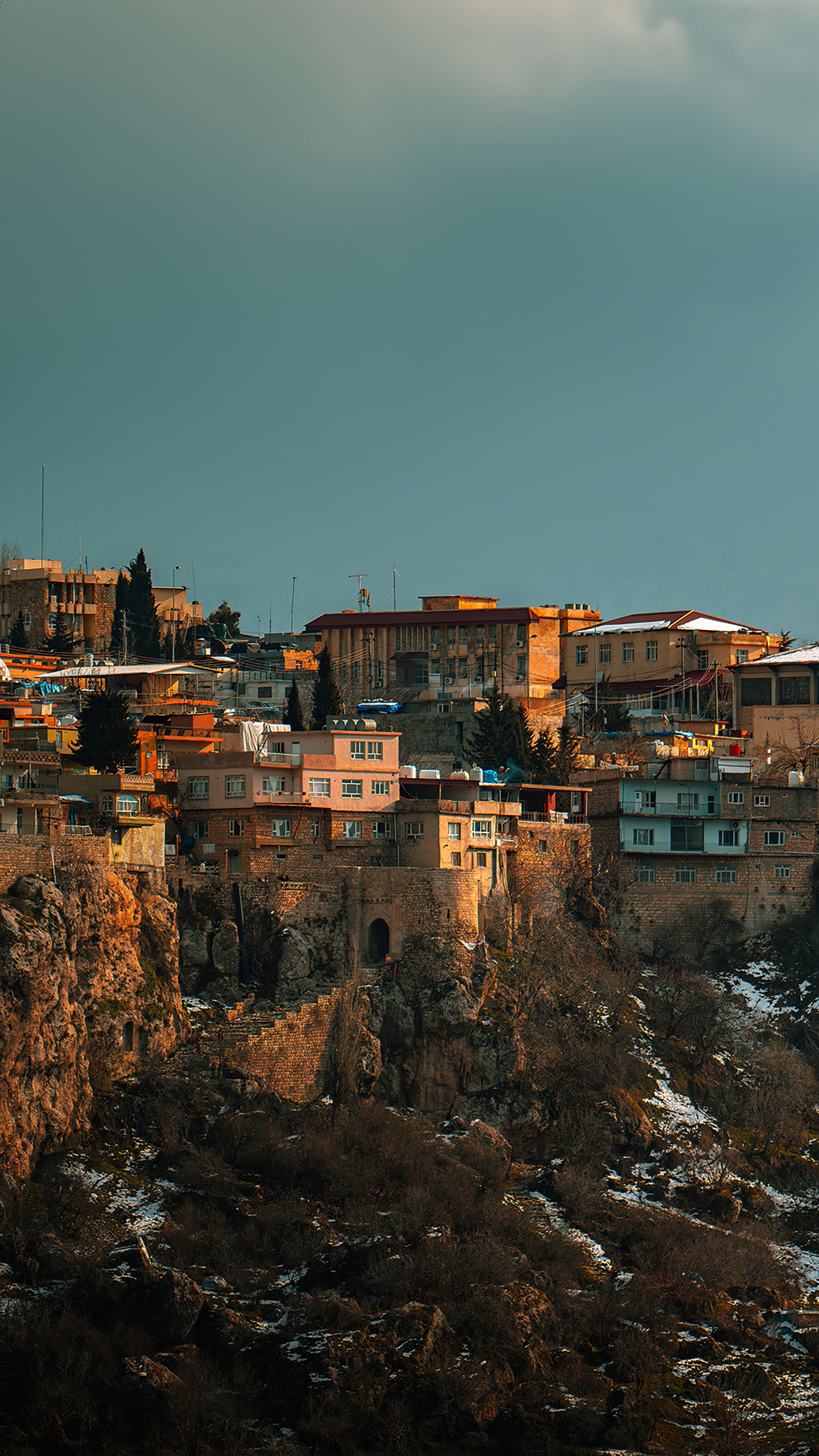 View of Houses on Top of a Rocky Mountain, Amedi, Kurdistan, Iraq ...