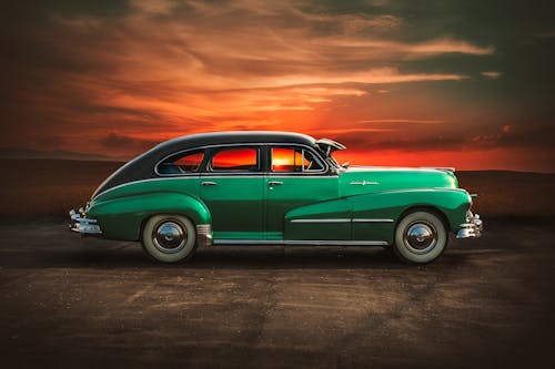 Free stock photo of old car, sunset
